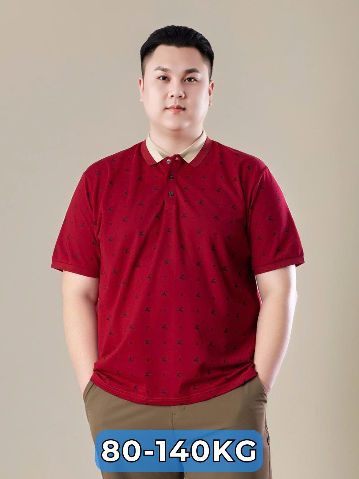 Áo Polo Đỏ Họa Tiết Big Size Nam