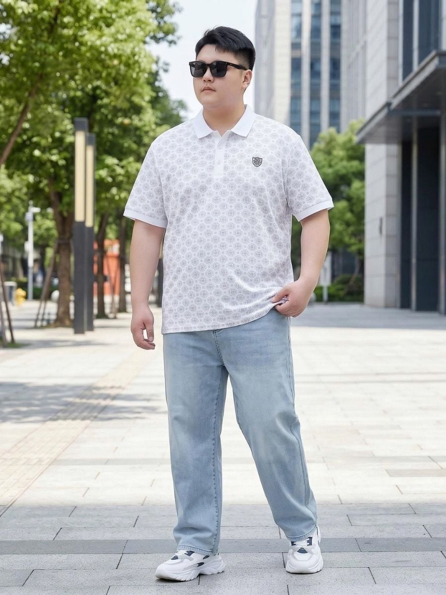 Áo Polo Trắng Họa Tiết Big Size Nam - PL HT THAN