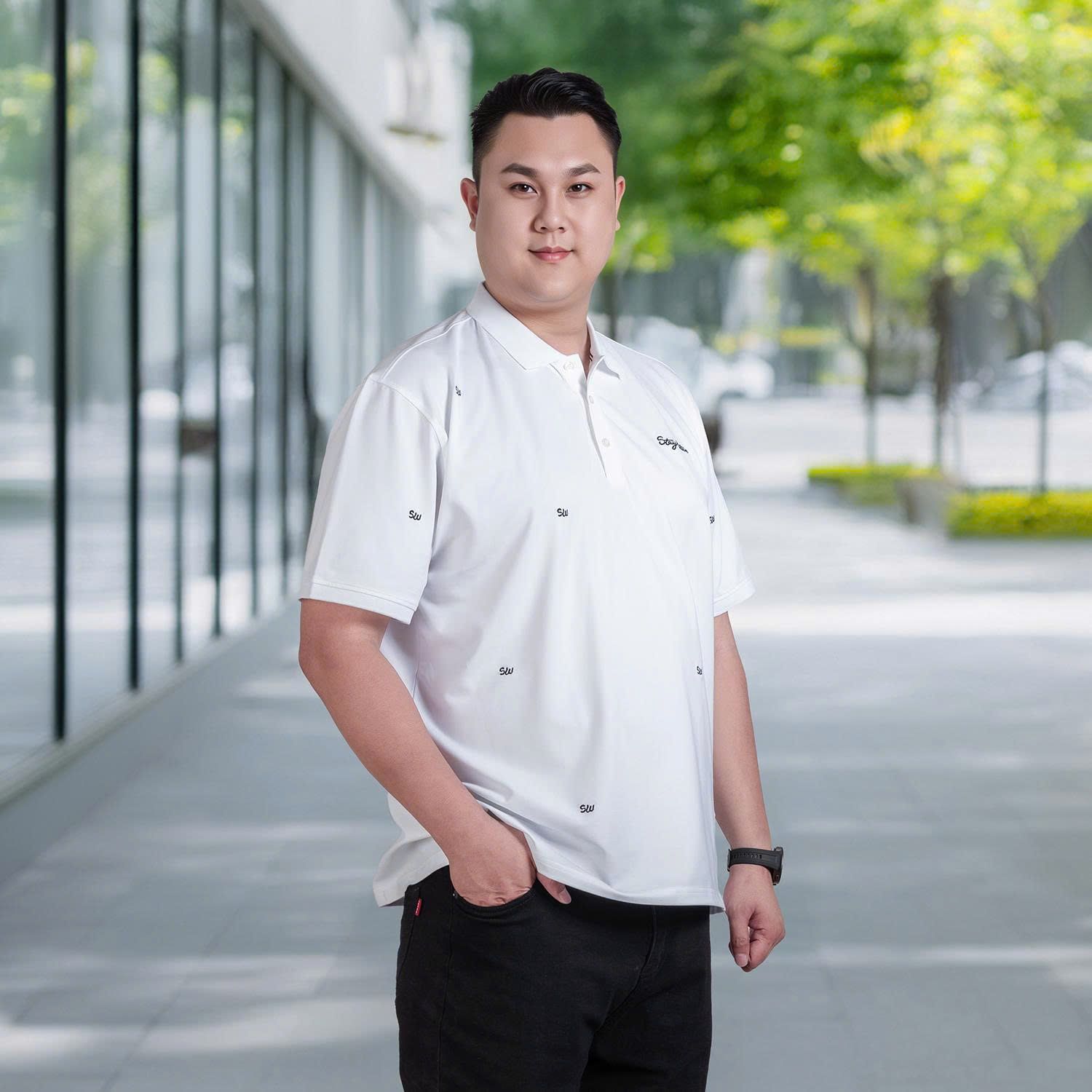 Áo Polo Họa Tiết Trắng Big Size Nam