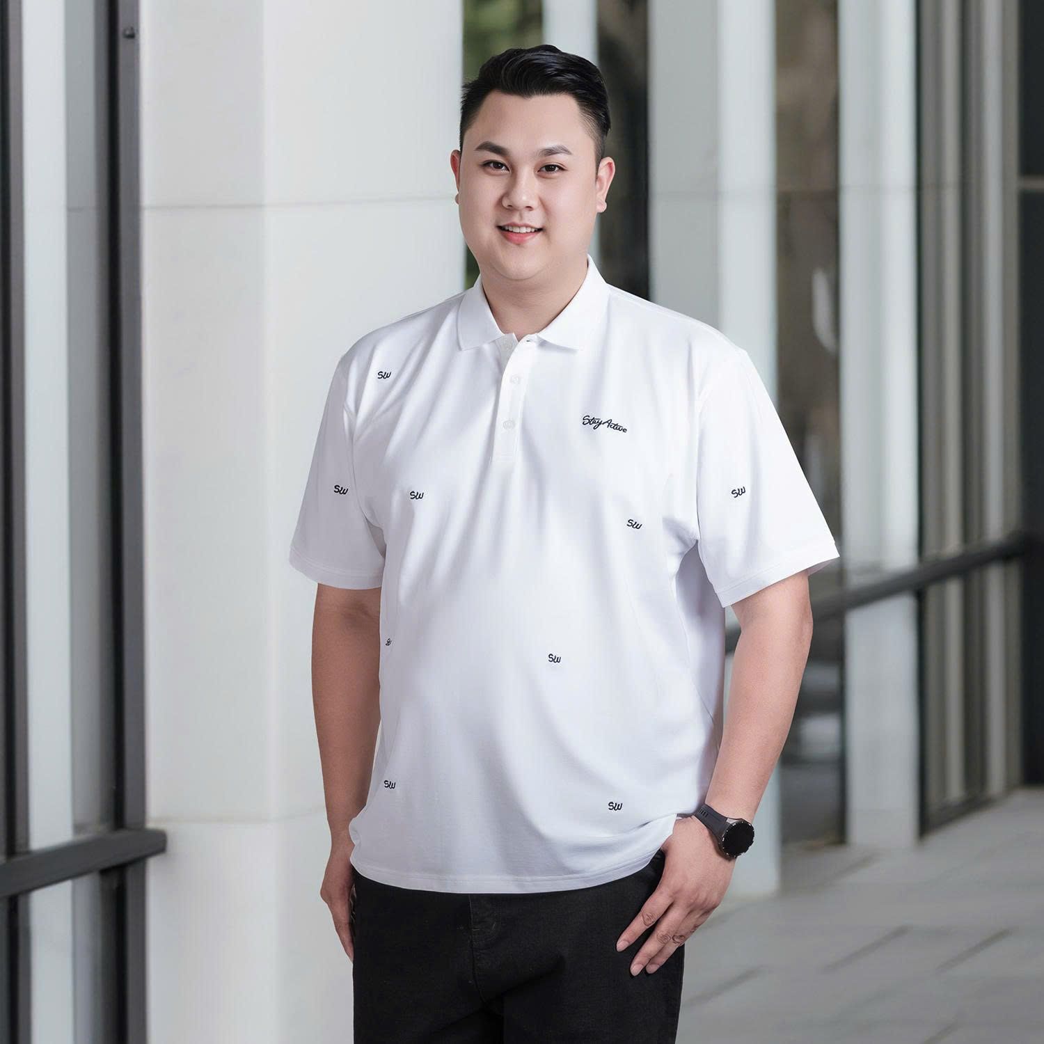 Áo Polo Họa Tiết Trắng Big Size Nam