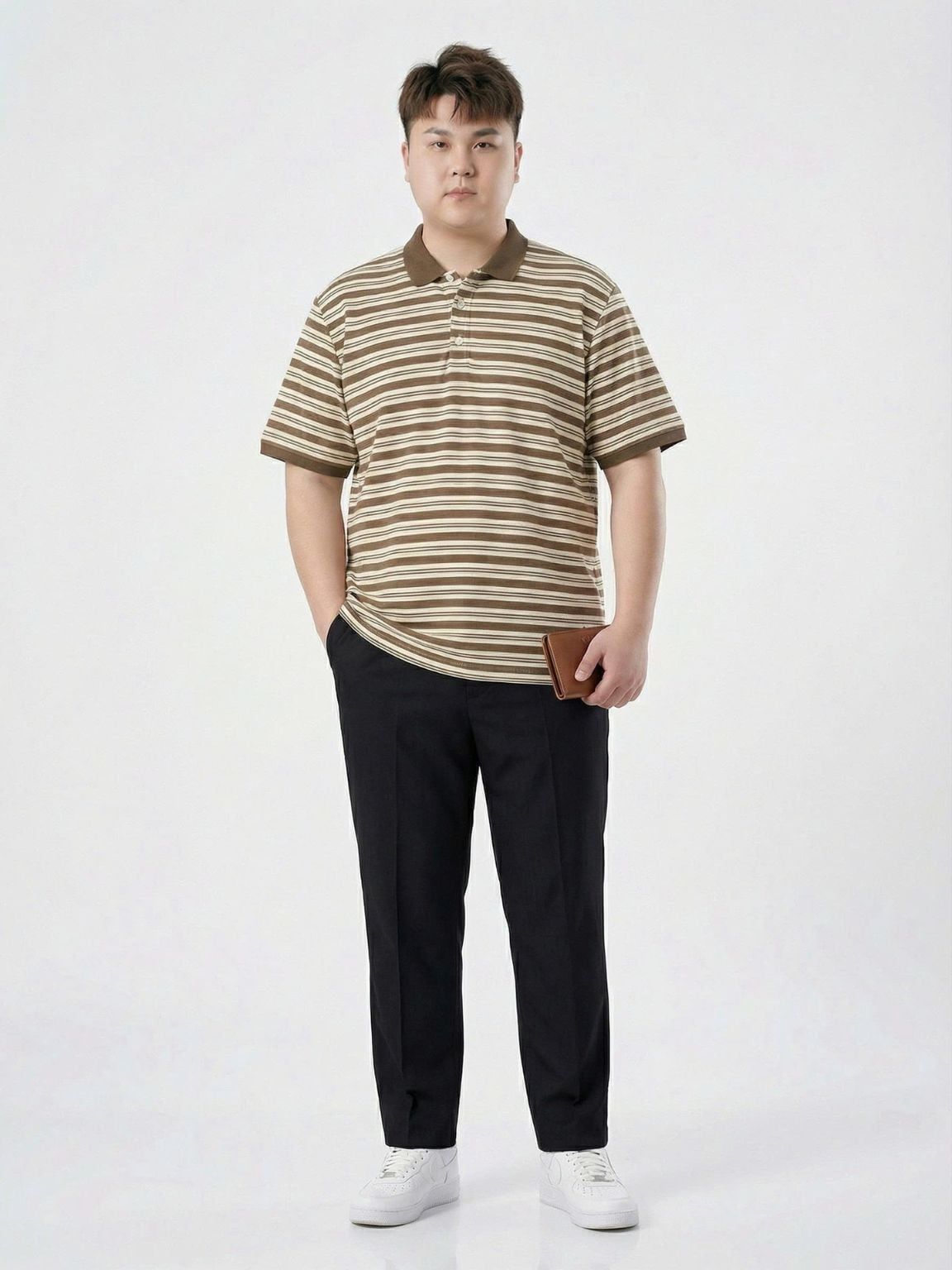 Áo Polo Kẻ Nâu Big Size Nam