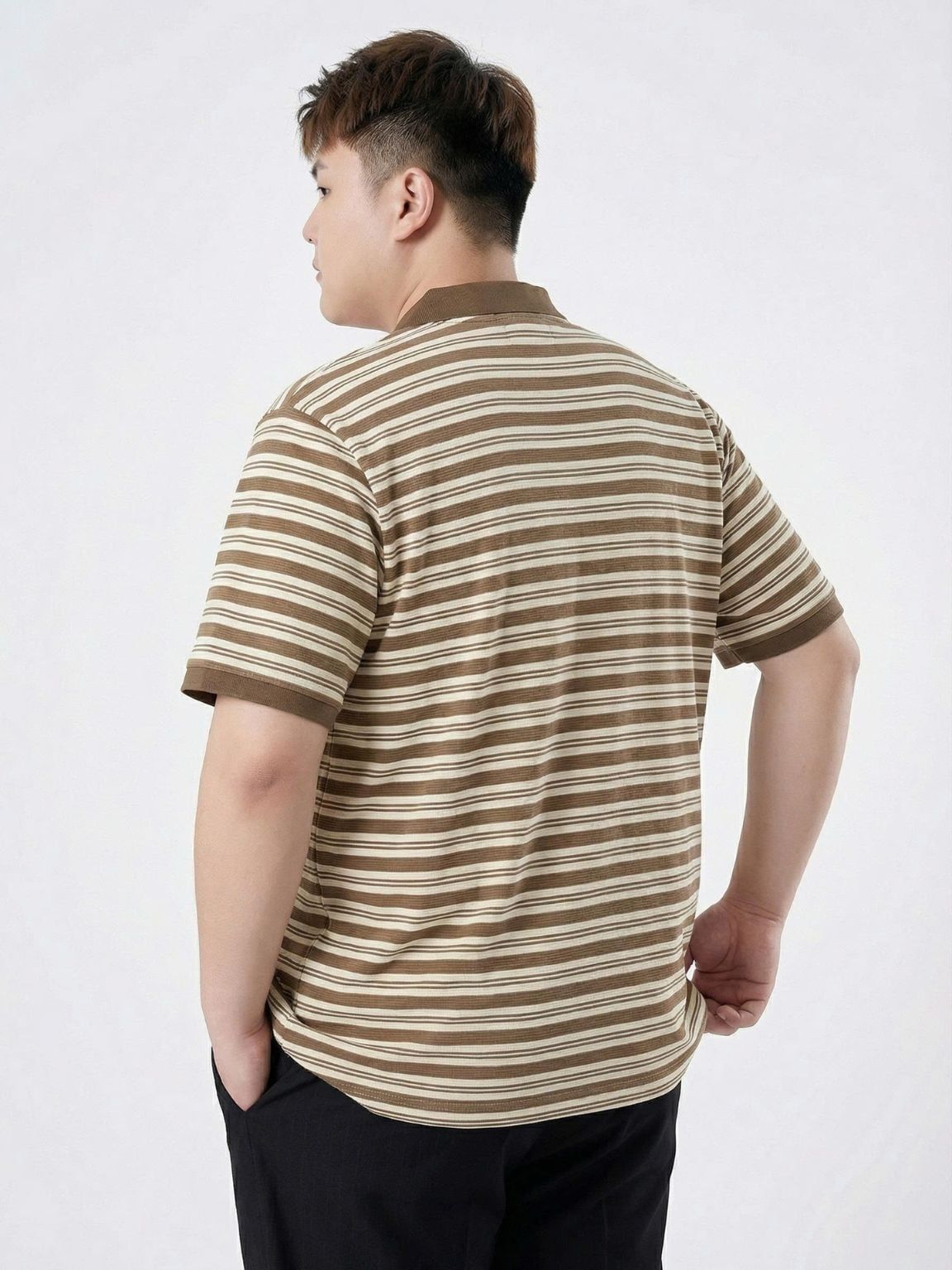 Áo Polo Kẻ Nâu Big Size Nam