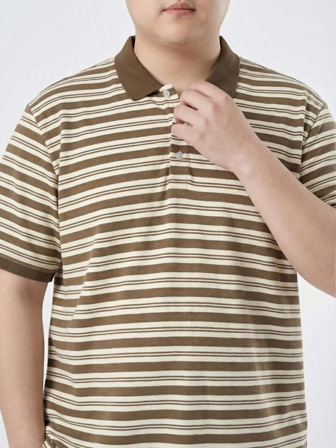 Áo Polo Kẻ Nâu Big Size Nam