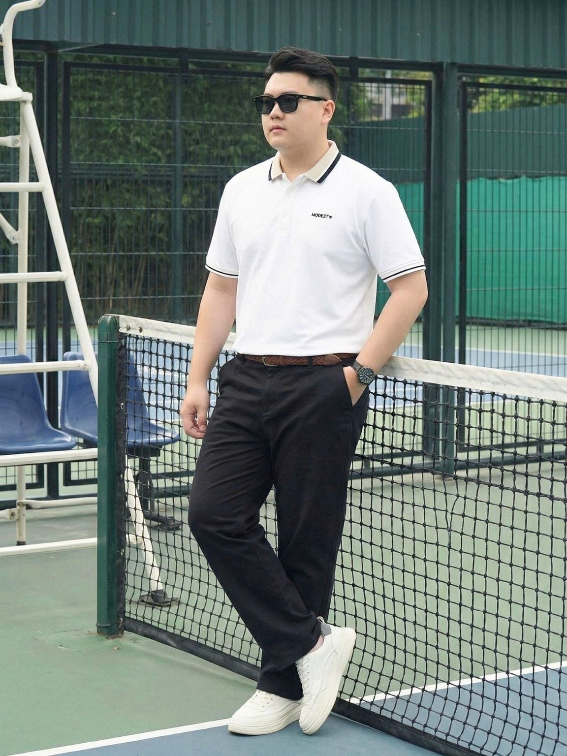Áo Polo Trắng Cổ Viền Big Size Nam