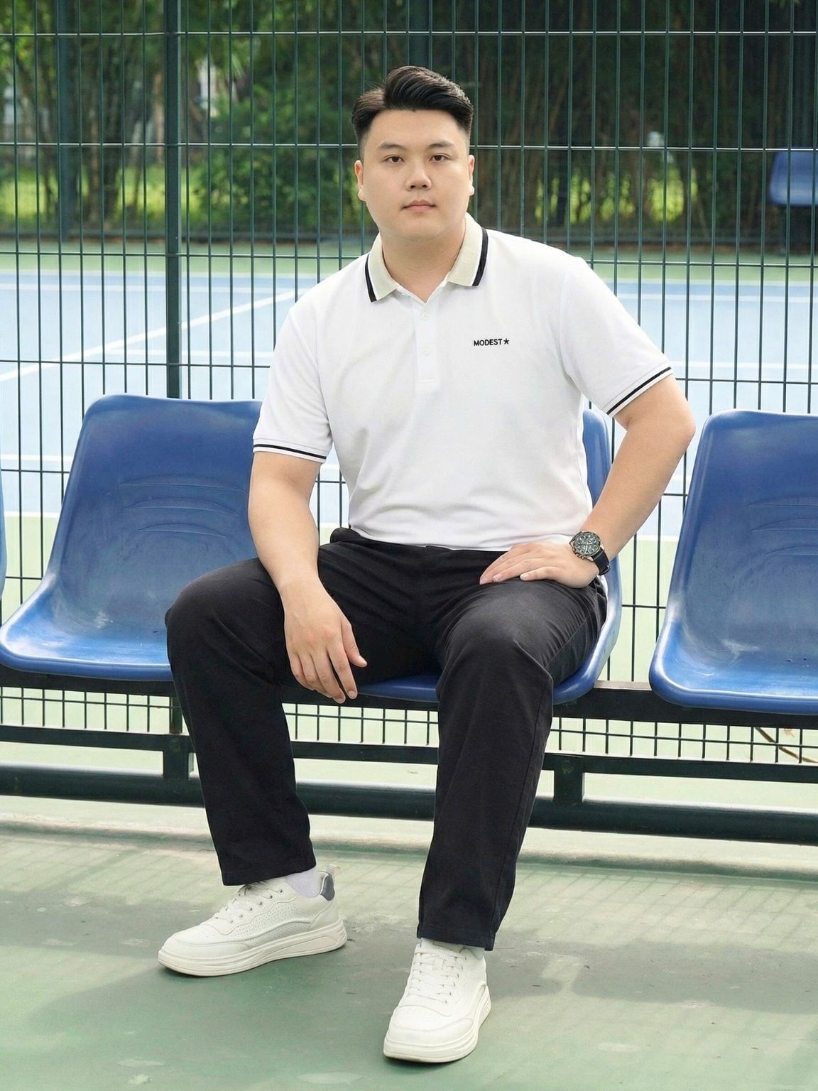 Áo Polo Trắng Cổ Viền Big Size Nam