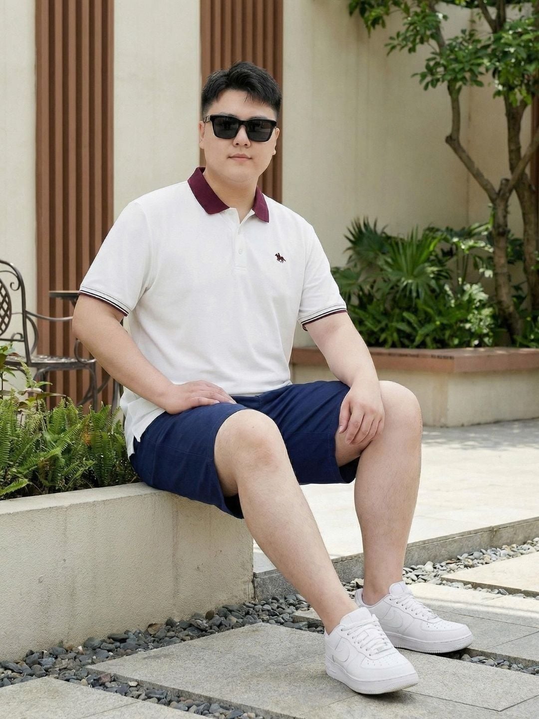 Áo Polo Trắng Đỏ Big Size Nam