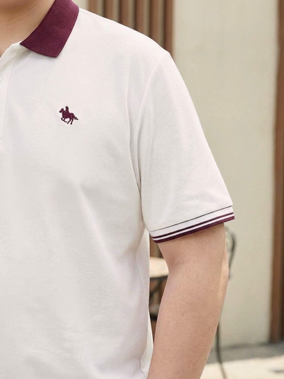 Áo Polo Trắng Đỏ Big Size Nam