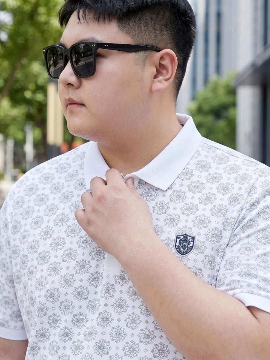 Áo Polo Trắng Họa Tiết Big Size Nam - PL HT THAN