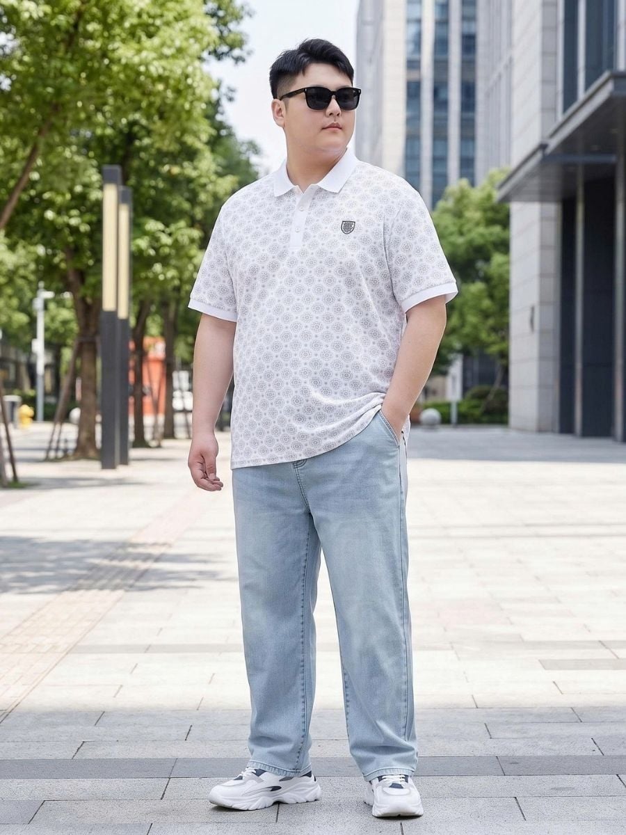 Áo Polo Trắng Họa Tiết Big Size Nam - PL HT THAN
