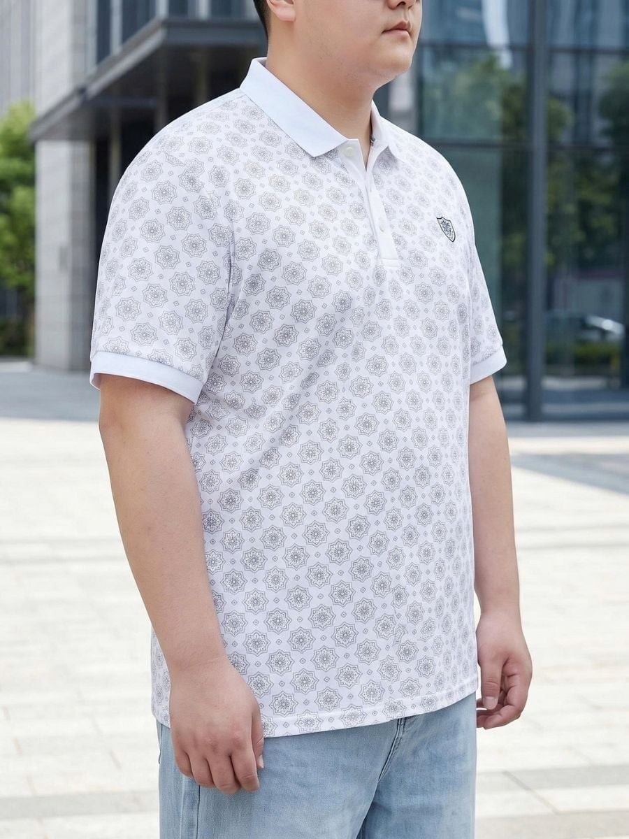Áo Polo Trắng Họa Tiết Big Size Nam - PL HT THAN
