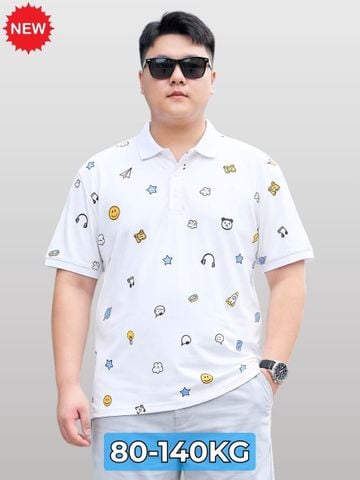 Áo Polo Trắng Họa Tiết Big Size Nam - PL TRANG HT