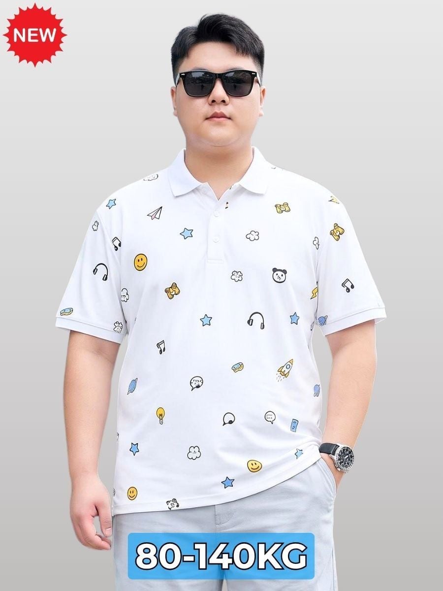 Áo Polo Trắng Họa Tiết Big Size Nam - PL TRANG HT