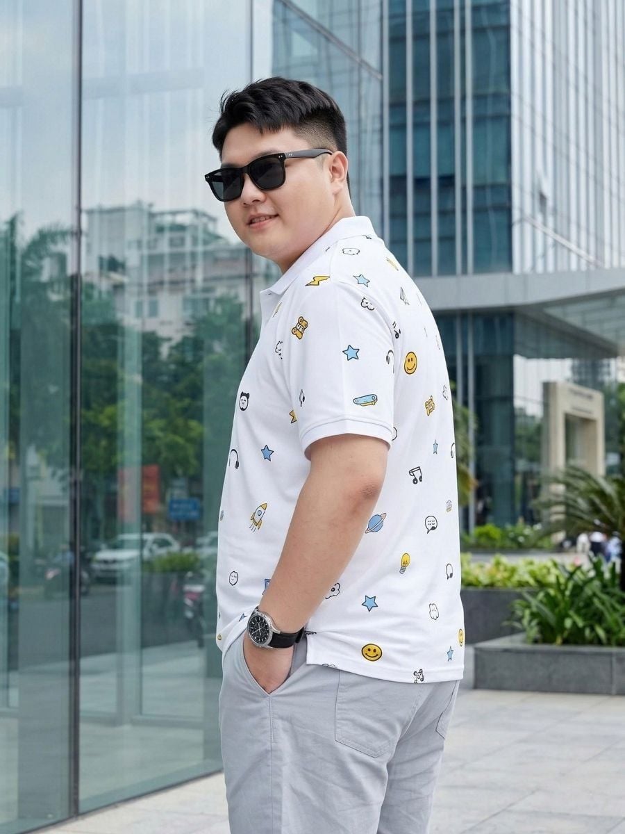 Áo Polo Trắng Họa Tiết Big Size Nam - PL TRANG HT