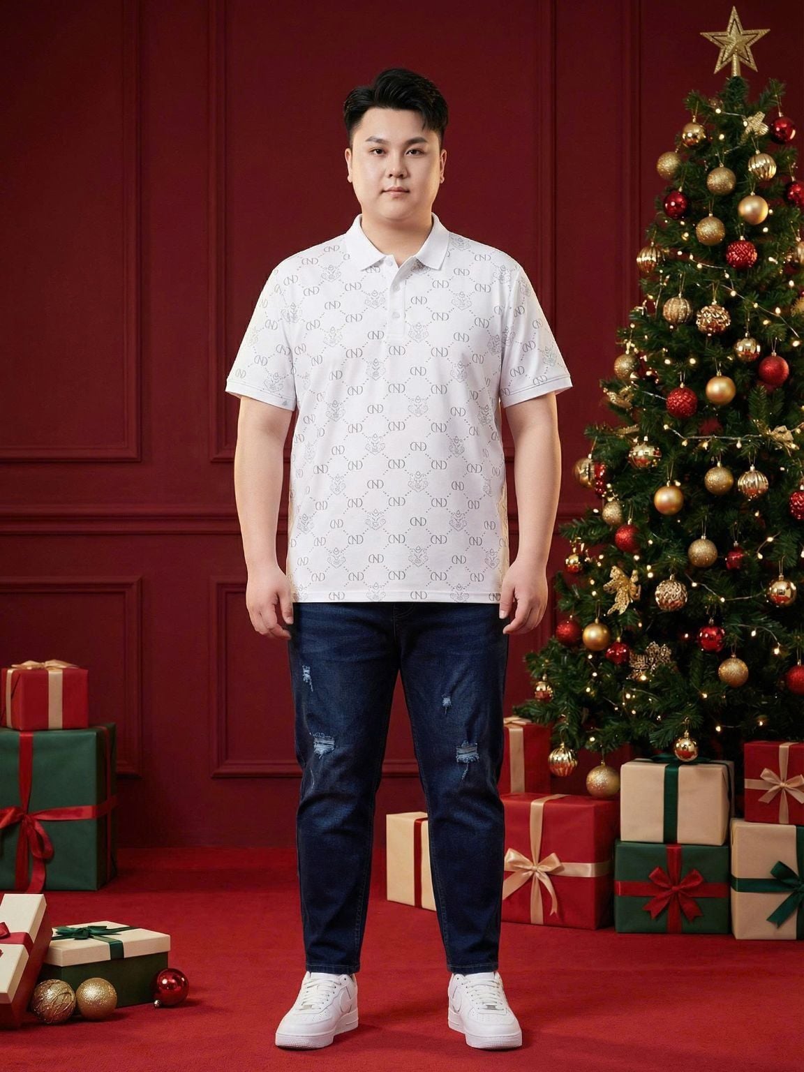 Áo Polo Trắng In Big Size Nam