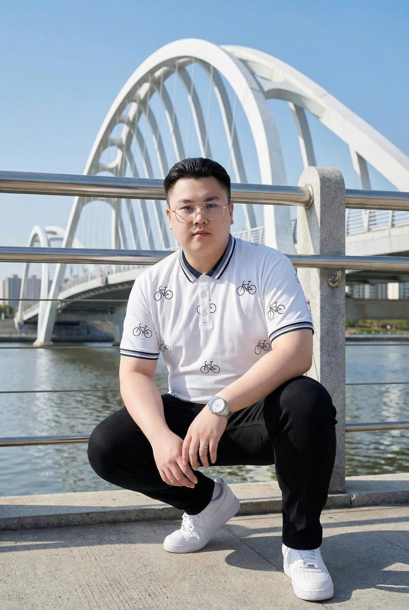 Áo Polo Trắng In Xe Big Size Nam