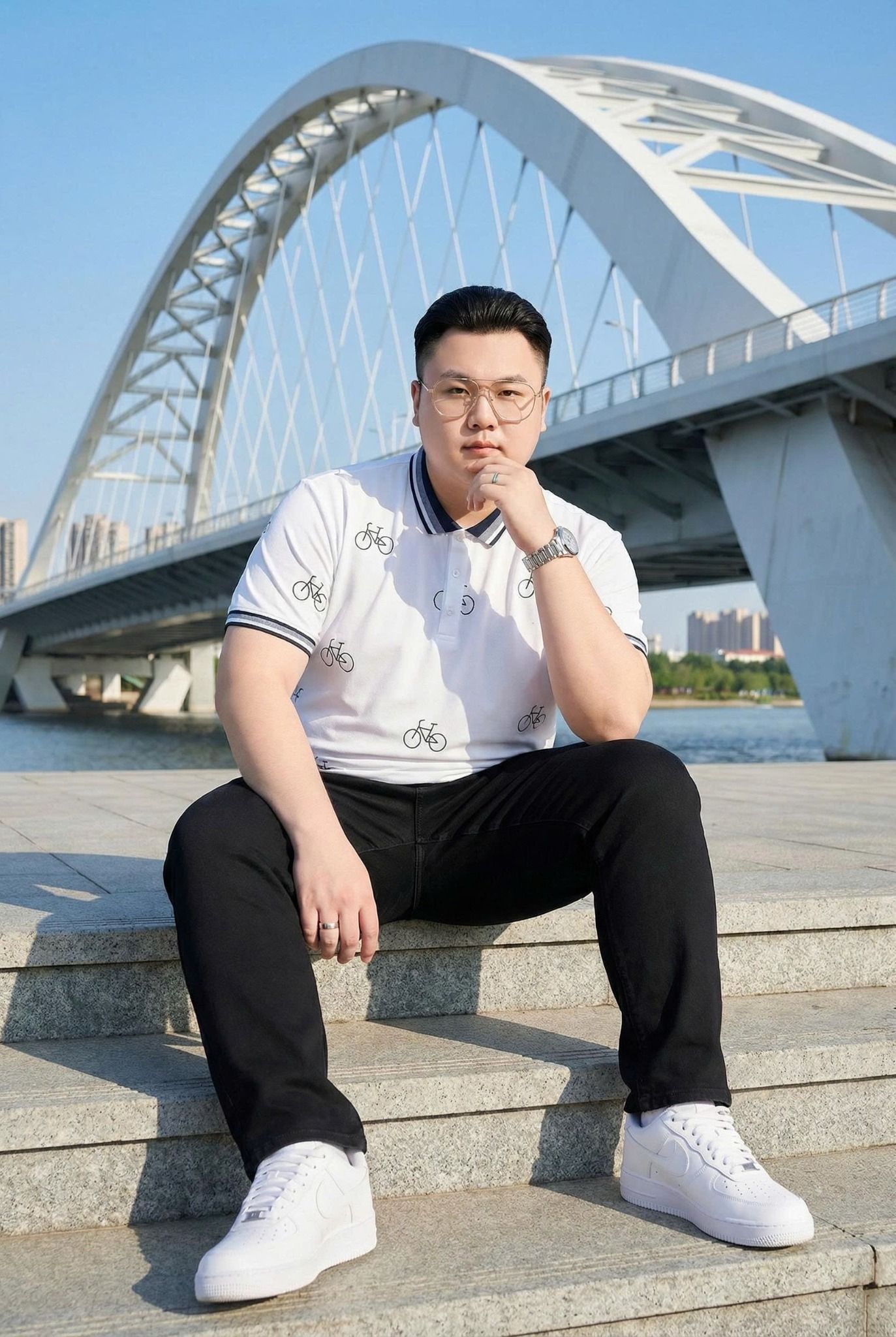 Áo Polo Trắng In Xe Big Size Nam