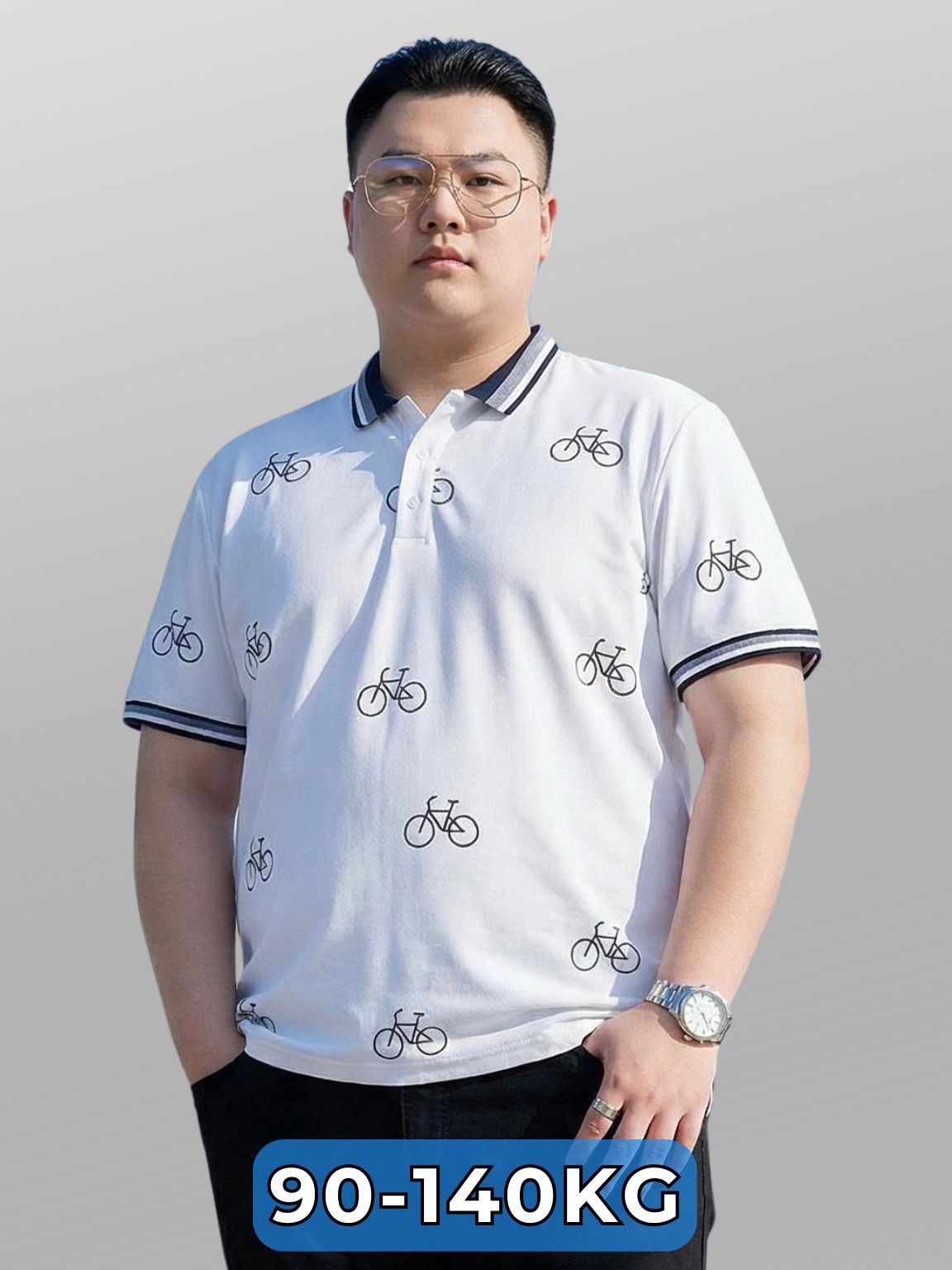 Áo Polo Trắng In Xe Big Size Nam