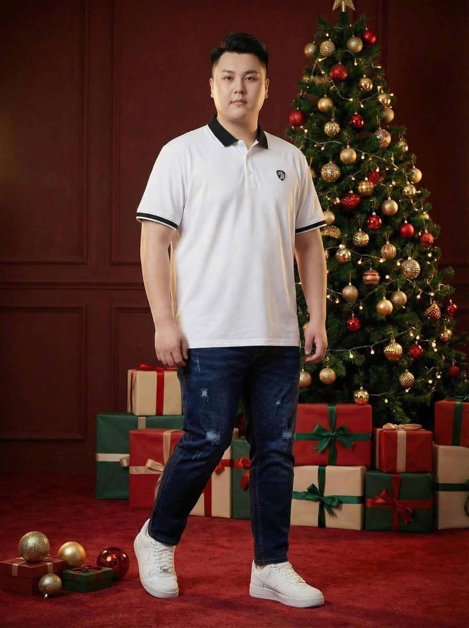 Áo Polo Trắng Viền Big Size Nam