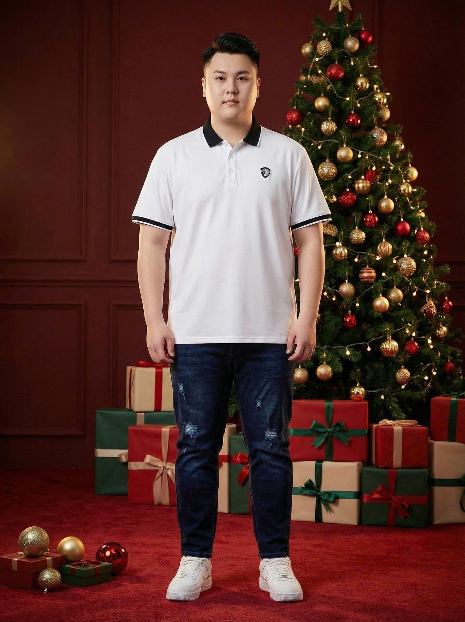 Áo Polo Trắng Viền Big Size Nam