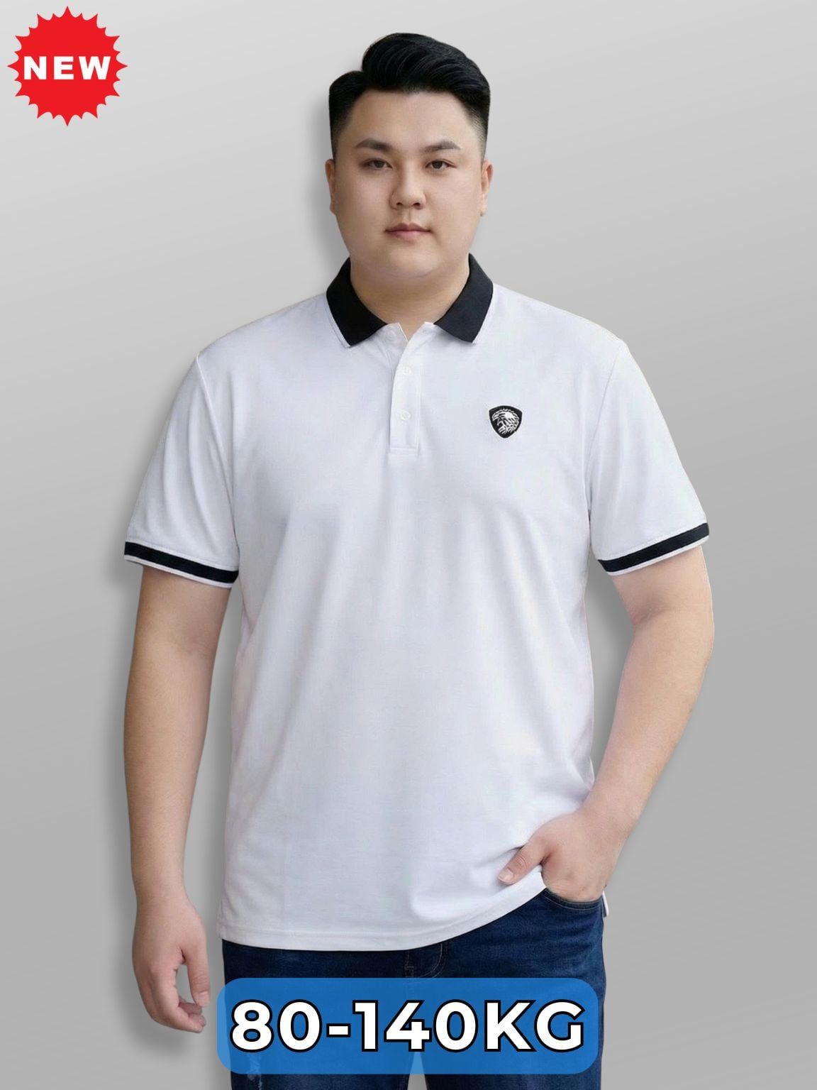 Áo Polo Trắng Viền Big Size Nam