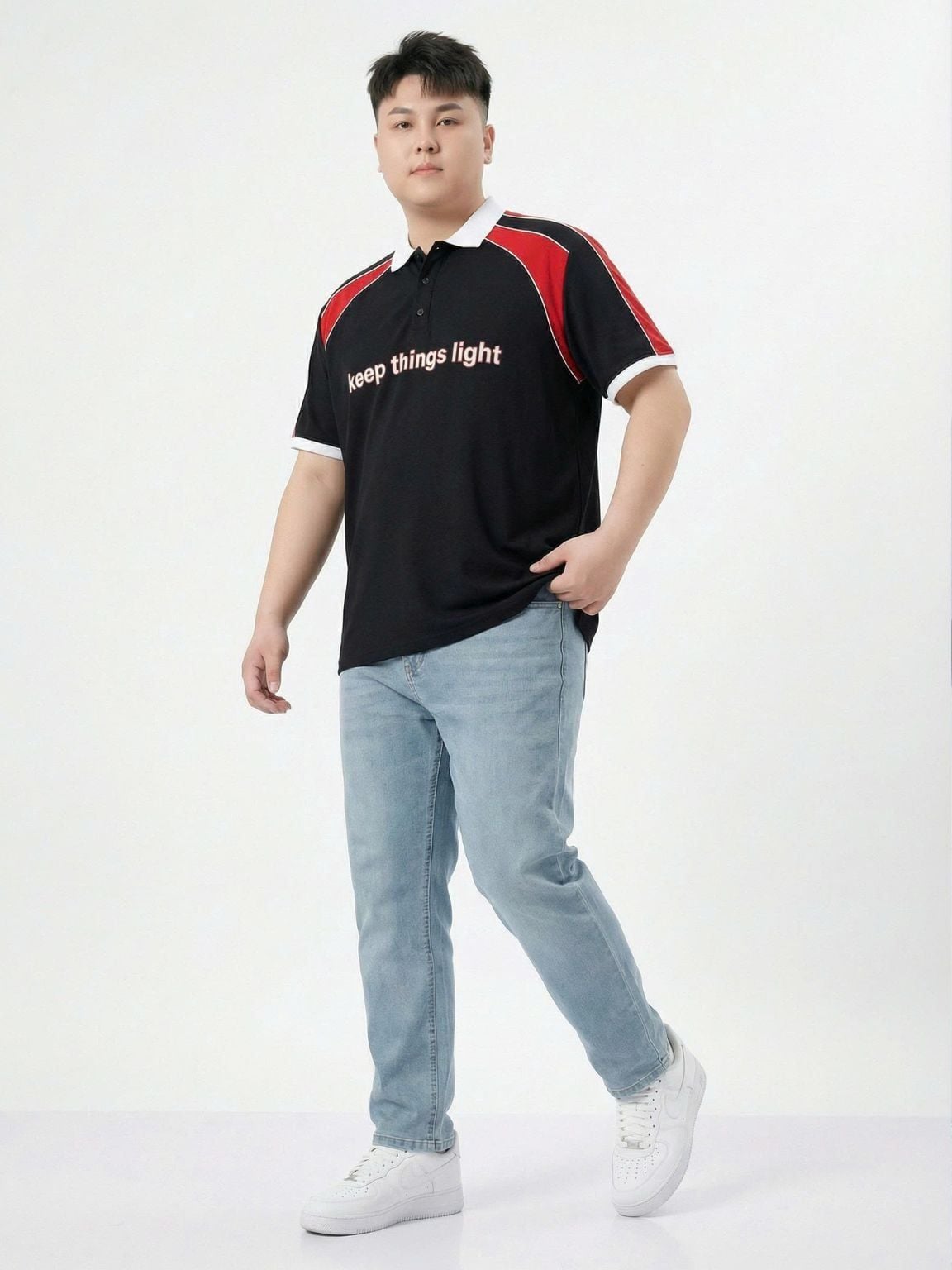 Áo Polo Vai Đỏ Big Size Nam