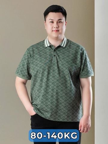 Áo Polo Xanh Họa Tiết A6 Big Size Nam