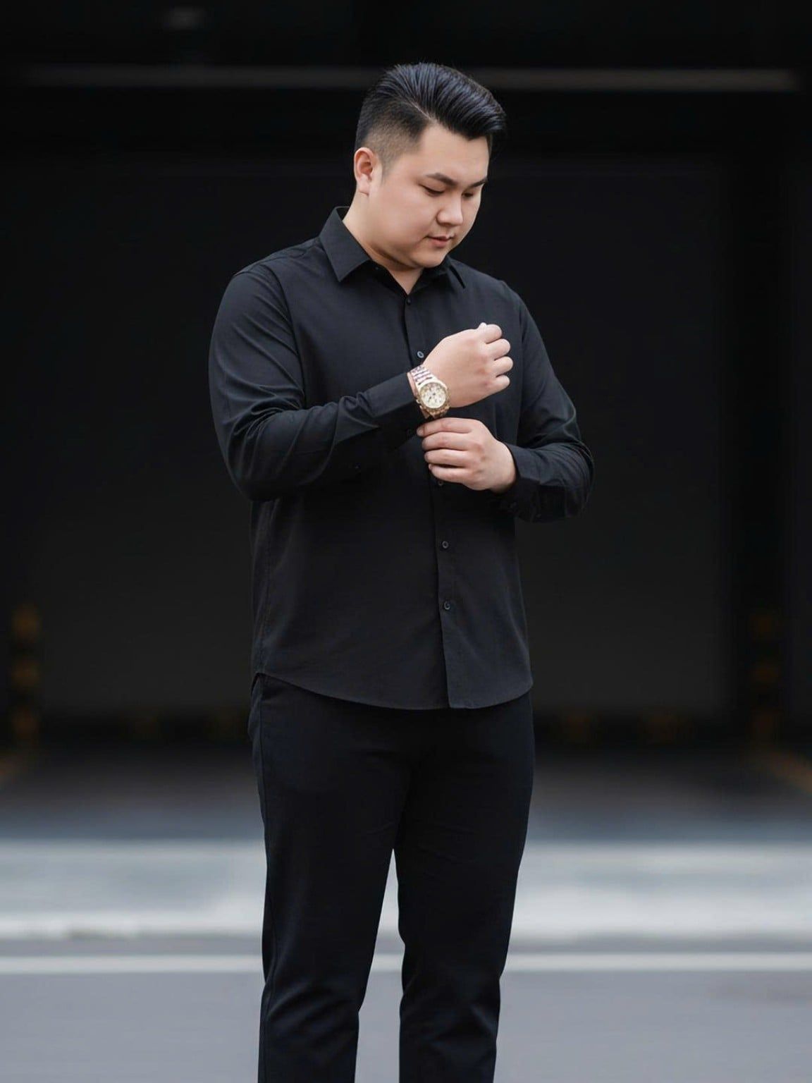 Áo Sơ Mi Đen Dài Tay Big Size Nam