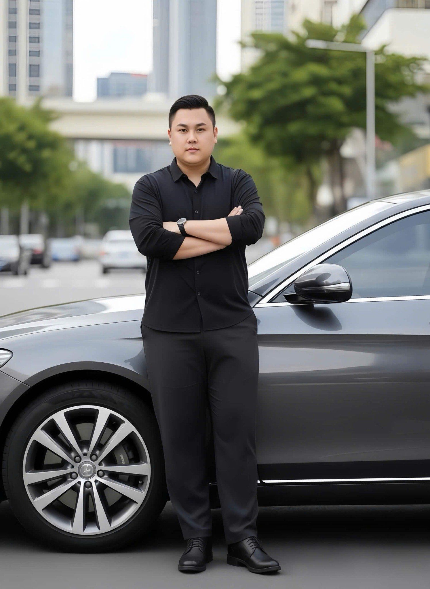 Áo Sơ Mi Đen Dài Tay Họa Tiết Chìm Big Size Nam