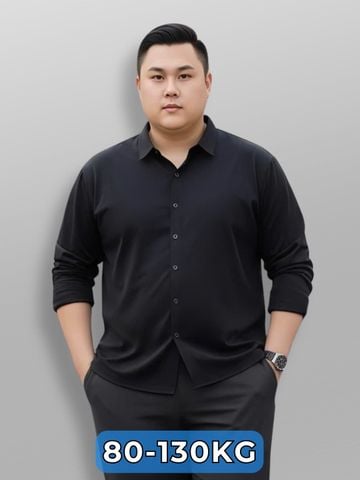 Áo Sơ Mi Đen Dài Tay Họa Tiết Chìm Big Size Nam