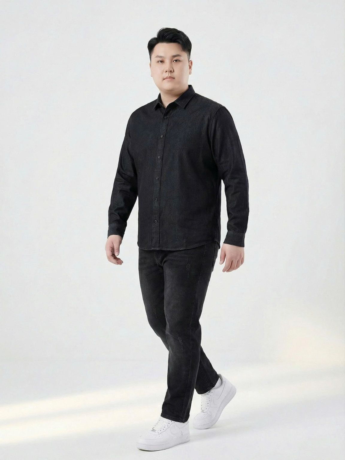 Áo Sơ Mi Denim Đen Big Size Nam