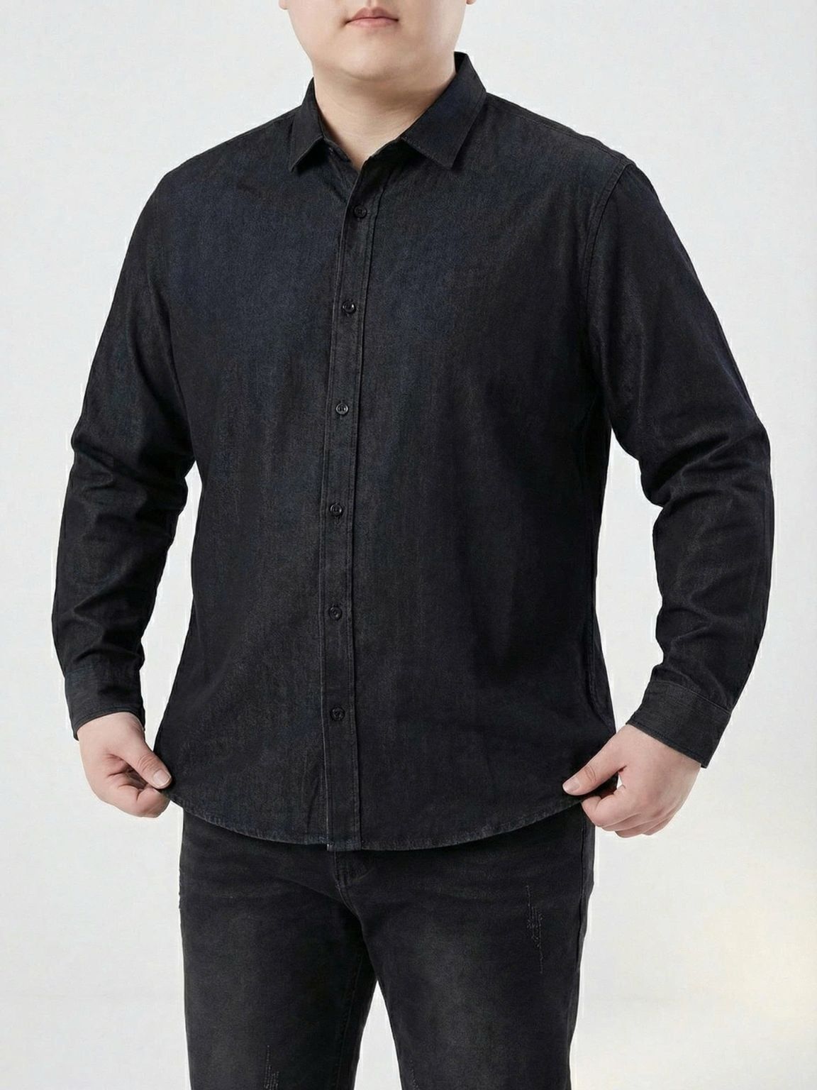 Áo Sơ Mi Denim Đen Big Size Nam