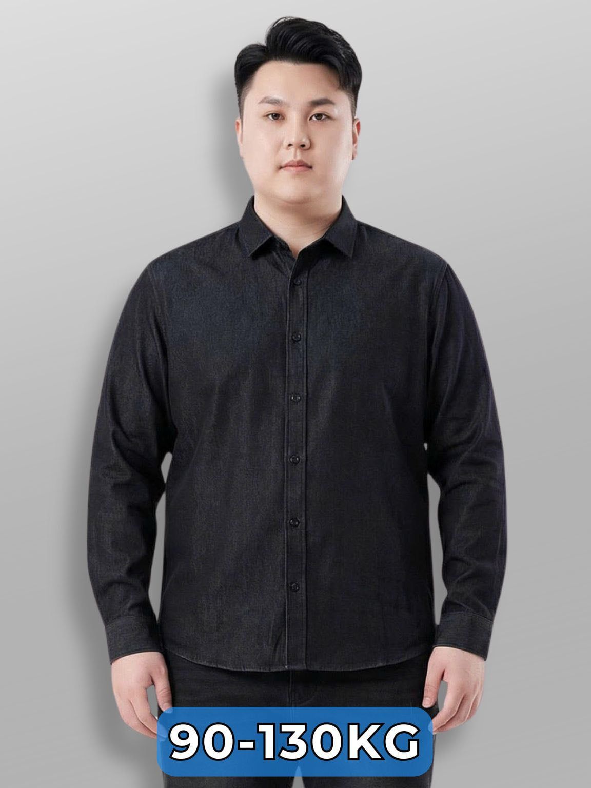 Áo Sơ Mi Denim Đen Big Size Nam