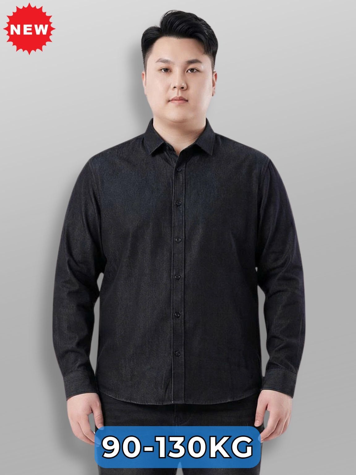 Áo Sơ Mi Denim Đen Big Size Nam