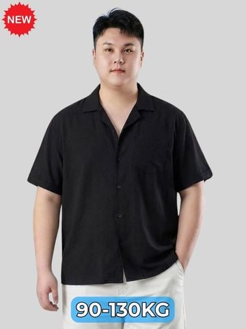 Áo Sơ Mi Đũi Đen Cộc Tay Big Size Nam