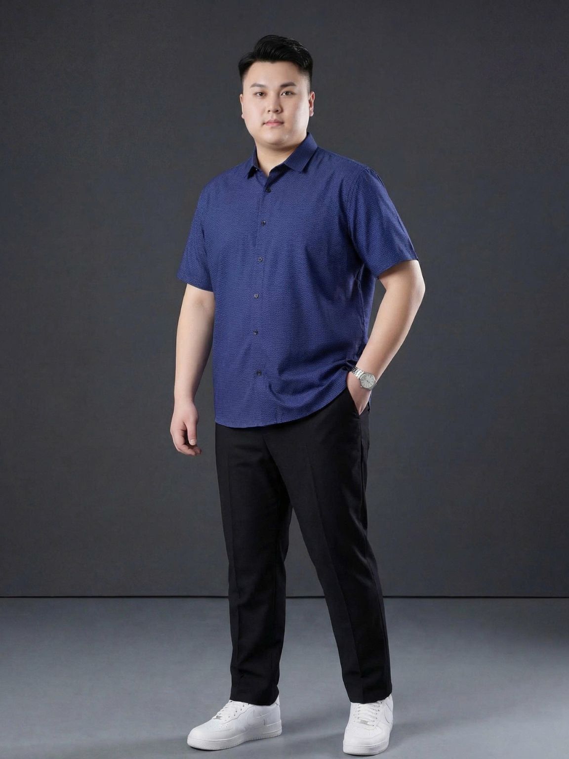 Áo Sơ Mi In Than Cộc Tay Big Size Nam