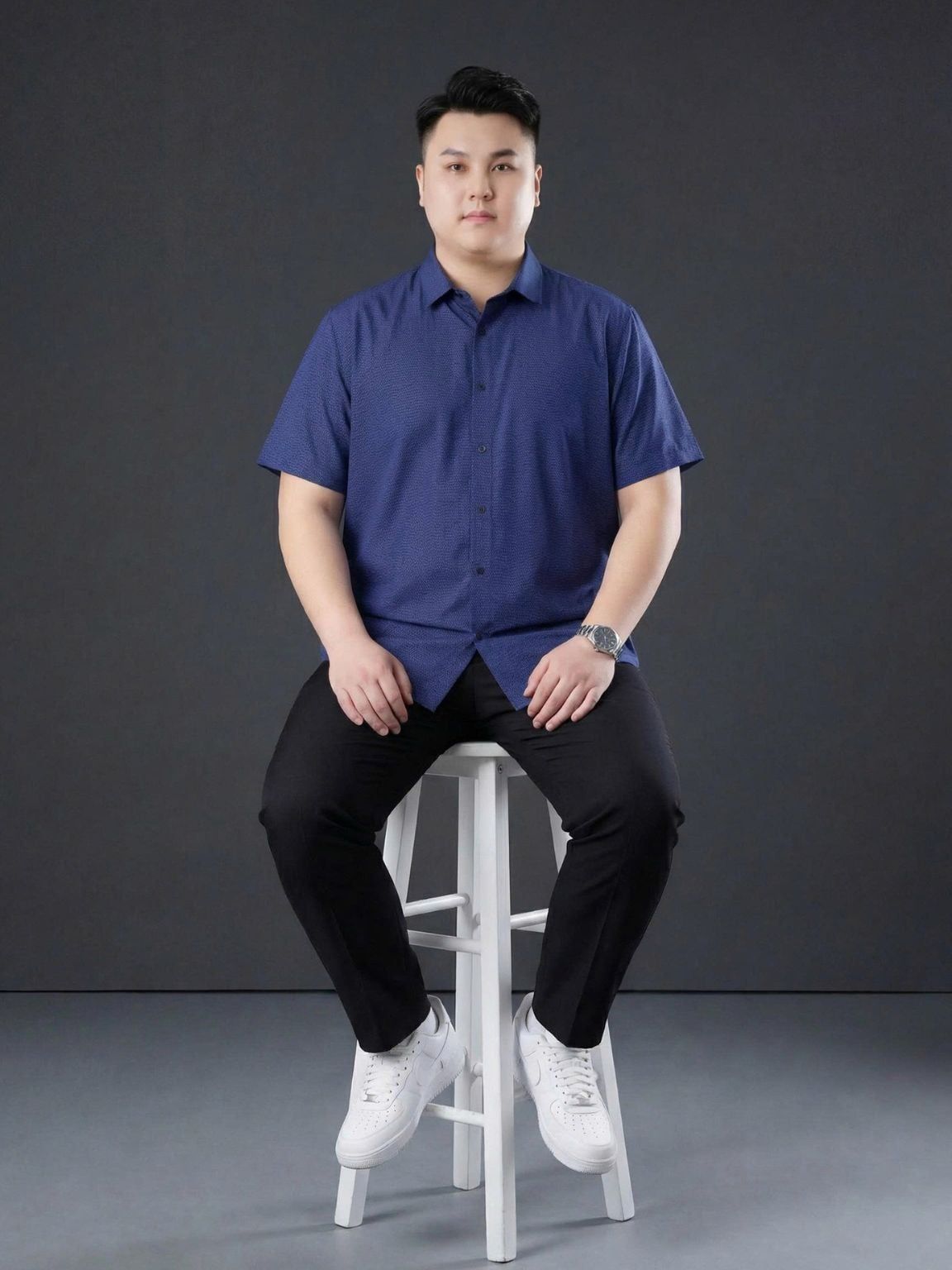 Áo Sơ Mi In Than Cộc Tay Big Size Nam