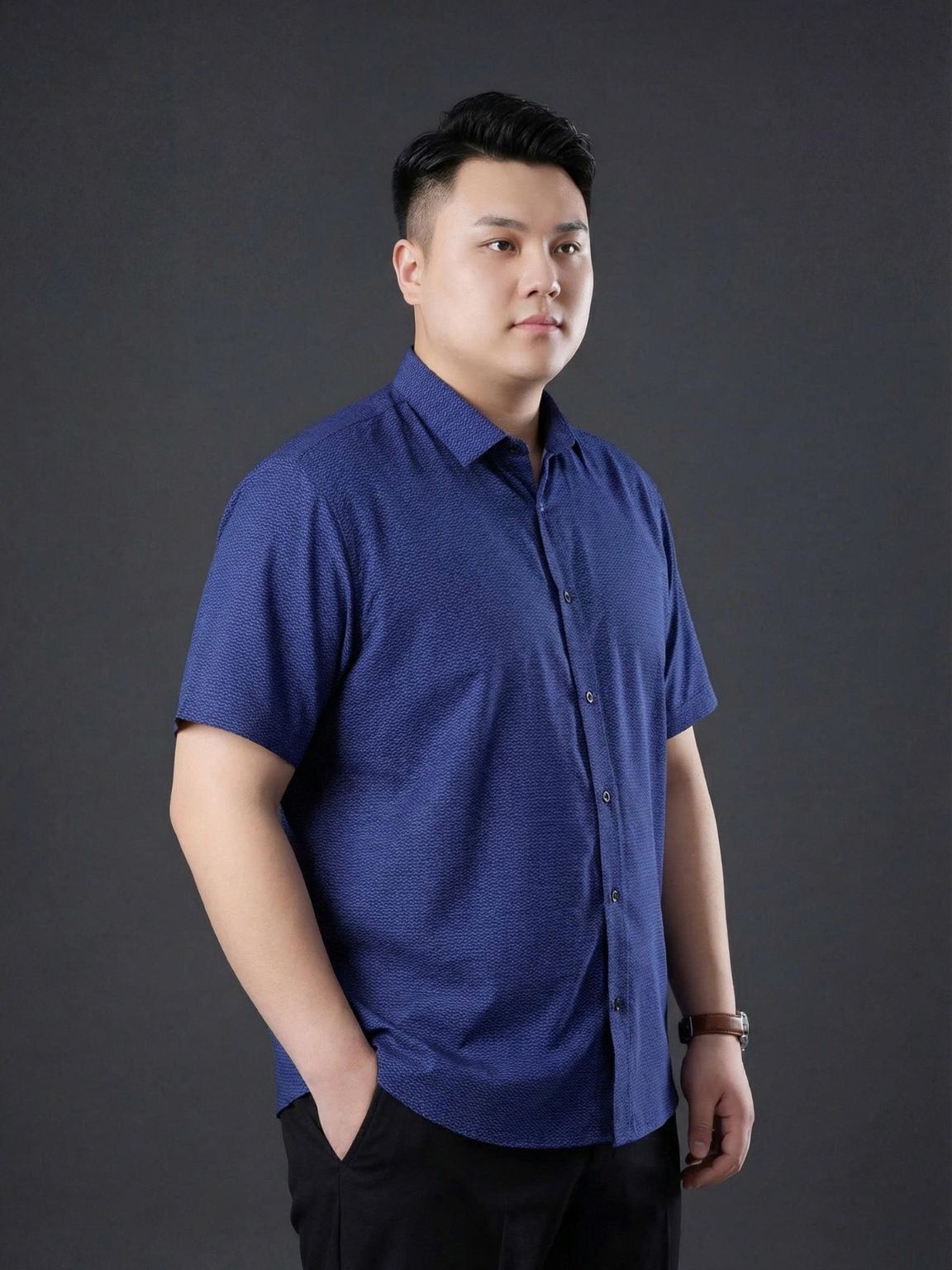 Áo Sơ Mi In Than Cộc Tay Big Size Nam