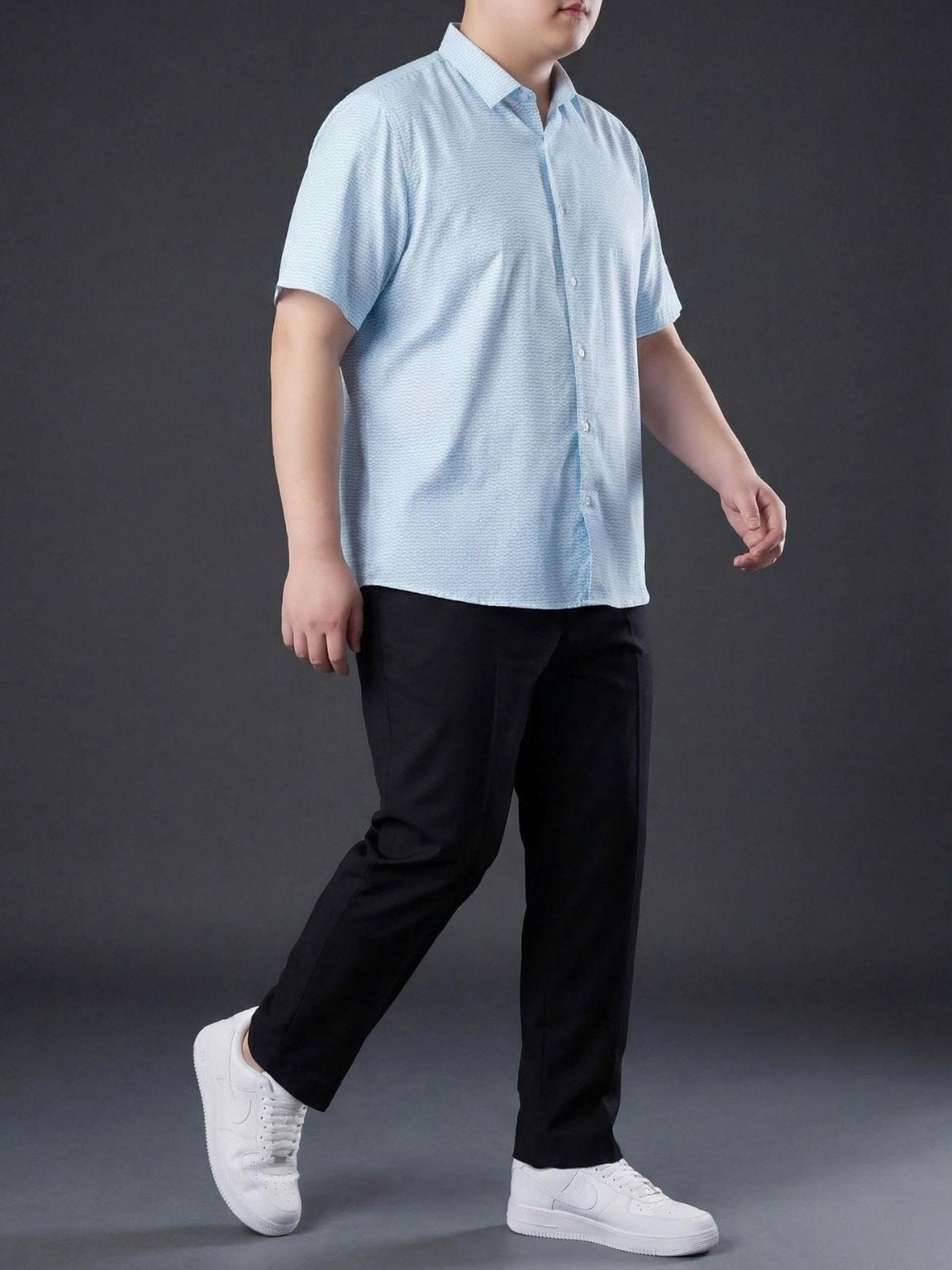 Áo Sơ Mi In Xanh Cộc Tay Big Size Nam