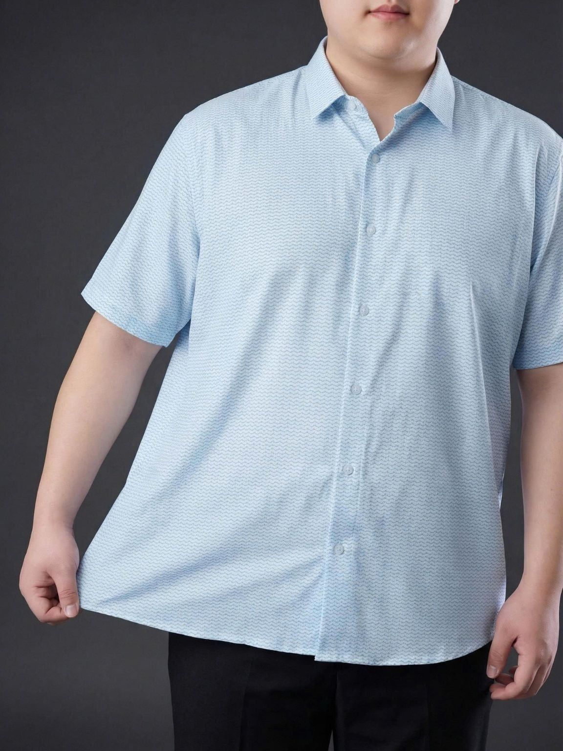 Áo Sơ Mi In Xanh Cộc Tay Big Size Nam