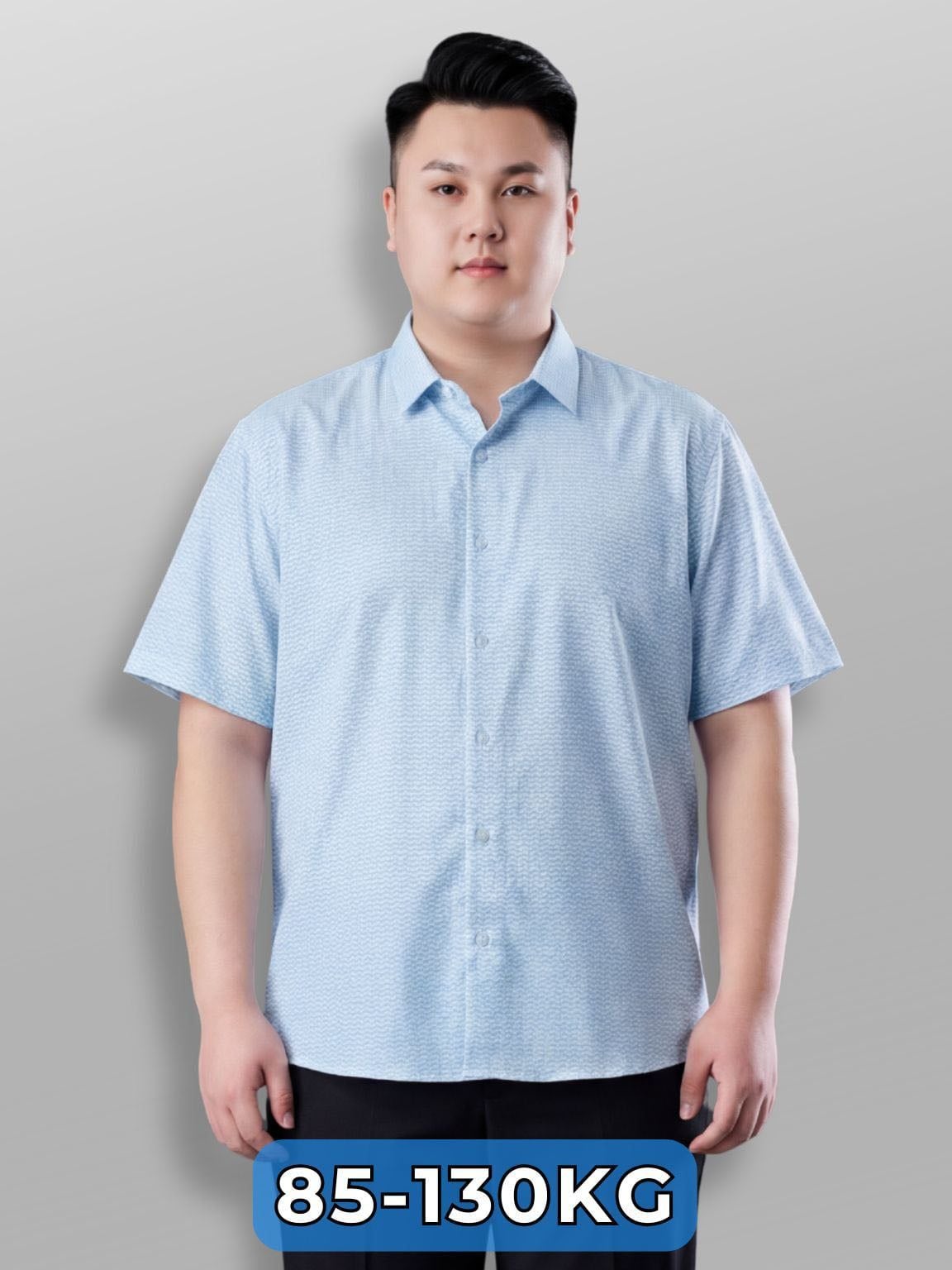 Áo Sơ Mi In Xanh Cộc Tay Big Size Nam