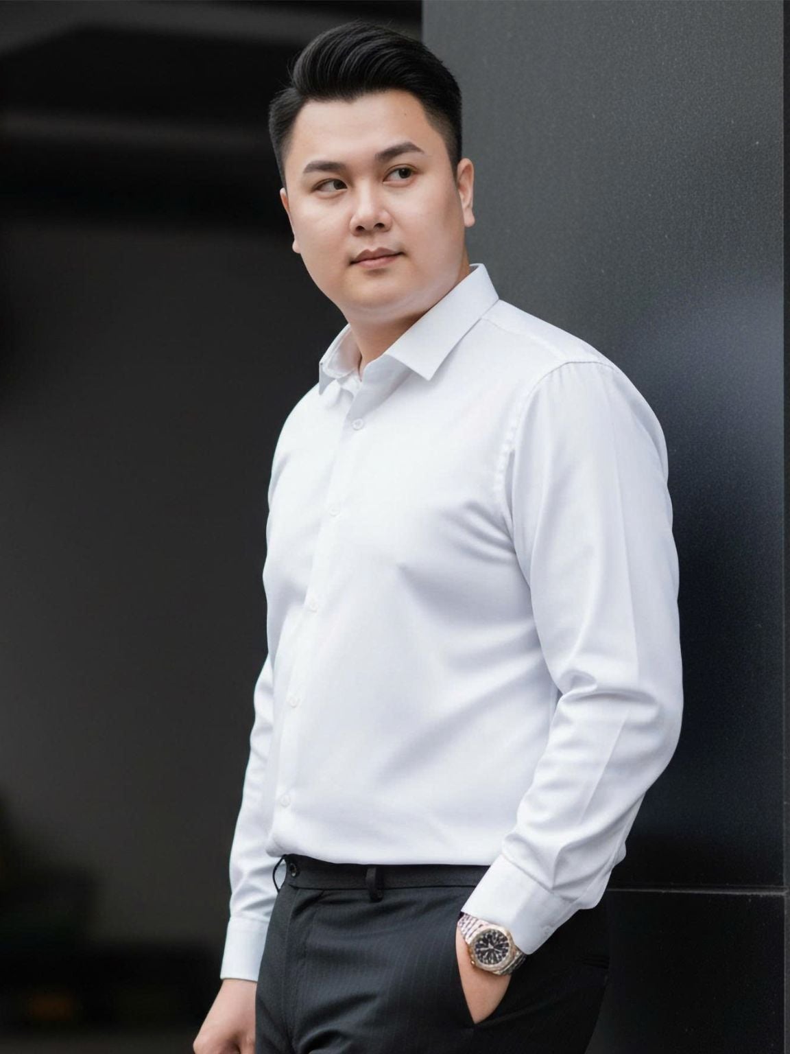 Áo Sơ Mi Dài Tay Trắng Big Size Nam