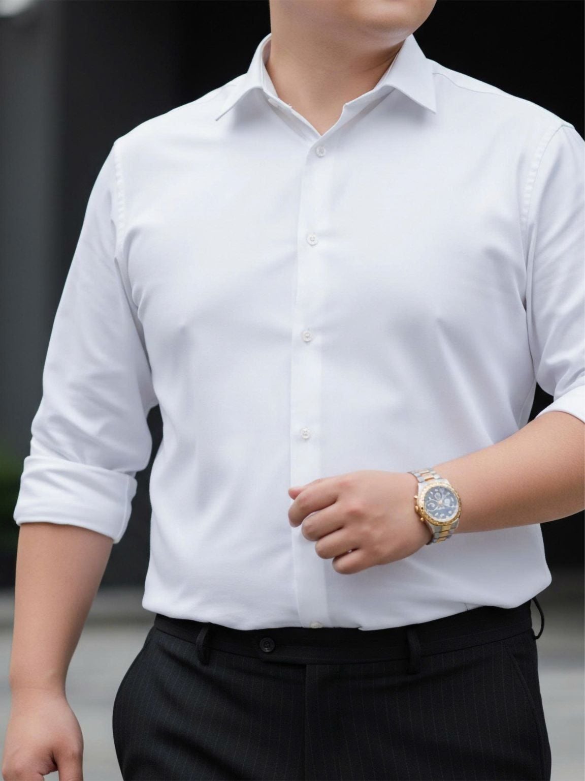 Áo Sơ Mi Dài Tay Trắng Big Size Nam