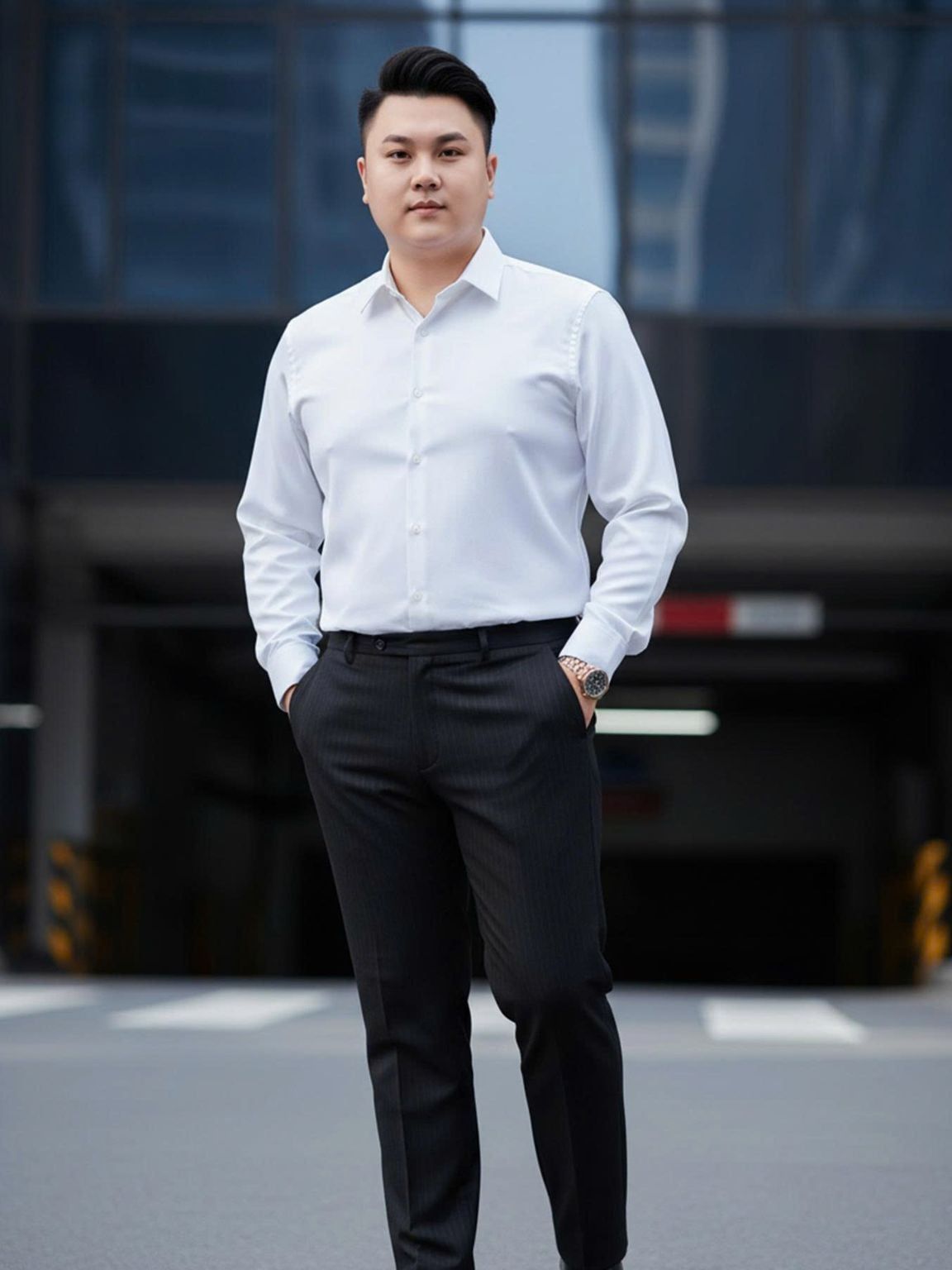 Áo Sơ Mi Dài Tay Trắng Big Size Nam