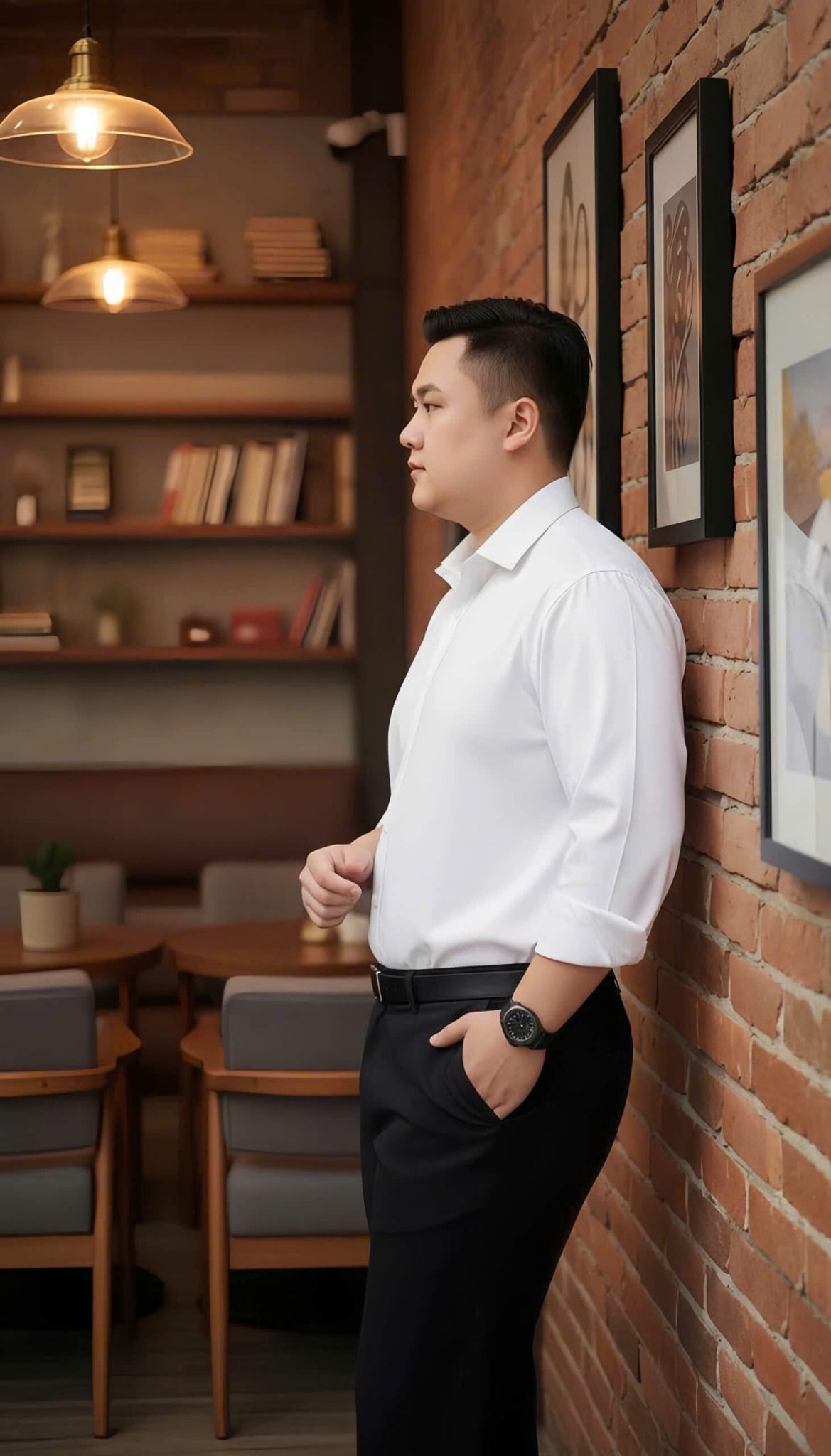 Áo Sơ Mi Trắng Dài Tay Họa Tiết Chìm Big Size Nam