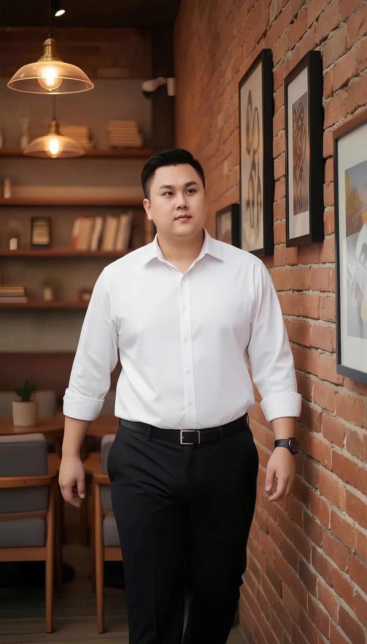 Áo Sơ Mi Trắng Dài Tay Họa Tiết Chìm Big Size Nam