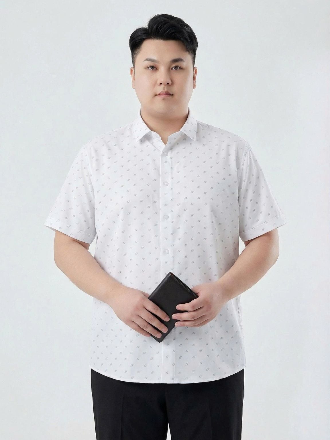 Áo Sơ Mi Trắng In Cộc Tay Big Size Nam