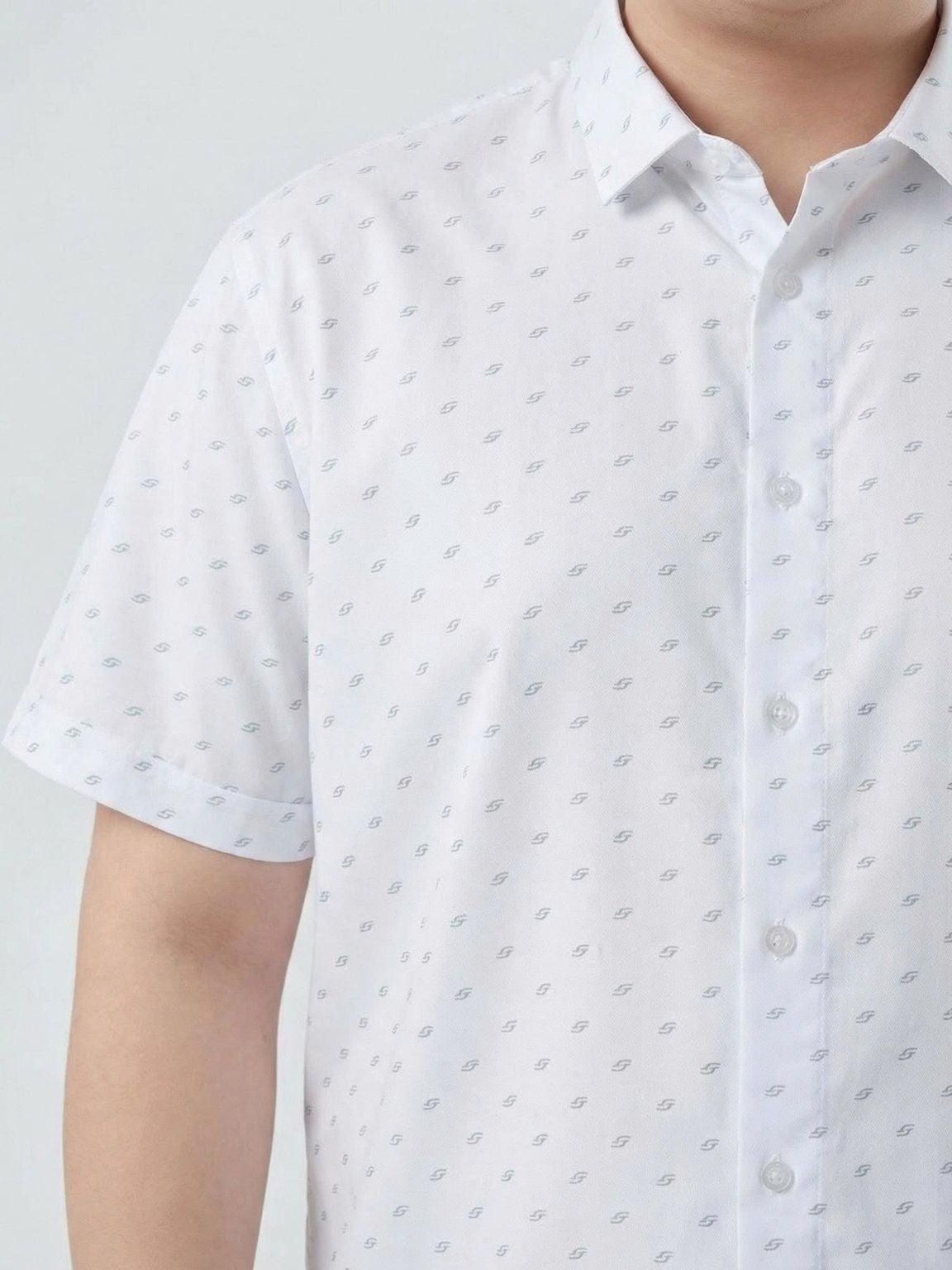 Áo Sơ Mi Trắng In Cộc Tay Big Size Nam