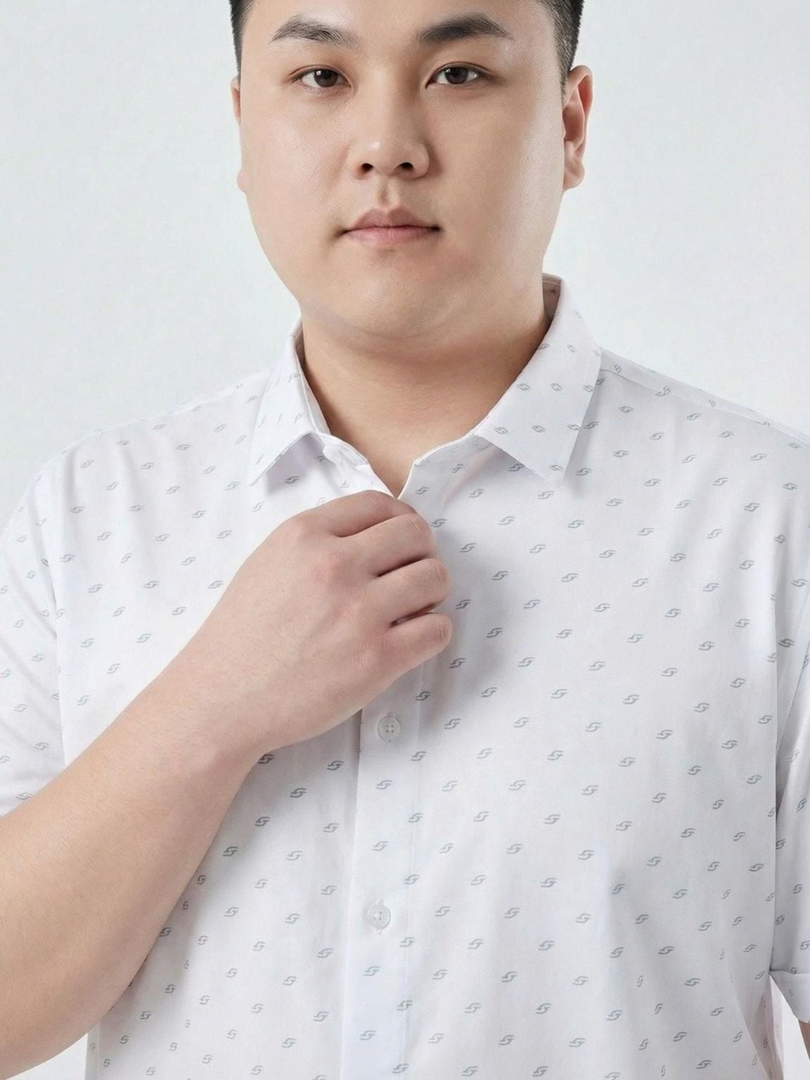 Áo Sơ Mi Trắng In Cộc Tay Big Size Nam