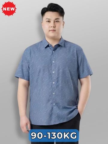 Áo Sơ Mi Xanh In Cộc Tay Big Size Nam
