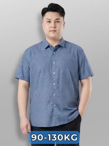 Áo Sơ Mi Xanh In Cộc Tay Big Size Nam